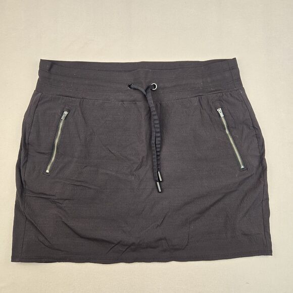 Athleta Pants - Athleta Size 12 Womens Black Skort Zip Pockets Built-In Shorts Drawstring Tennis